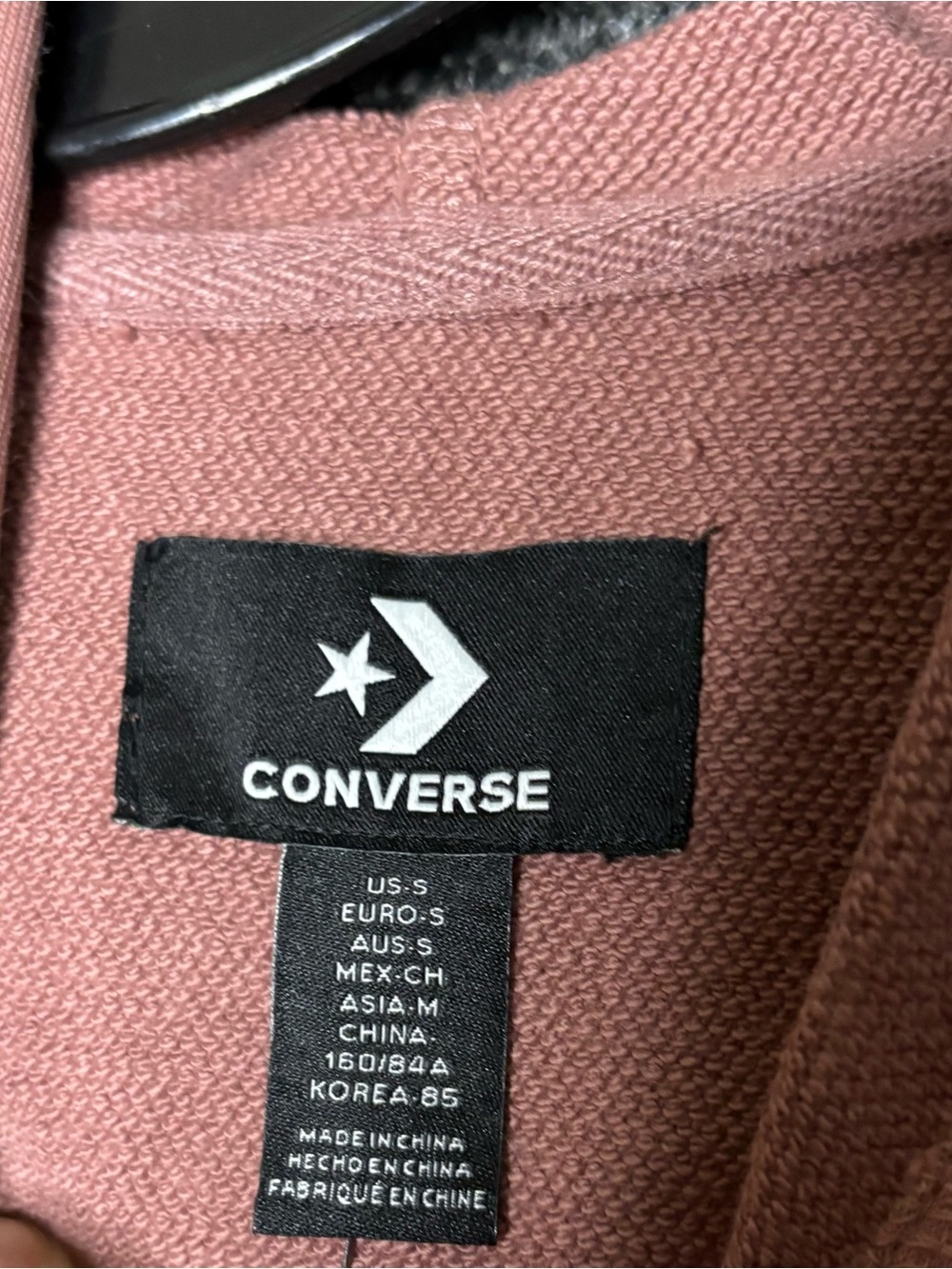 NWT Converse Women’s Dusty Pink Twisted Knit Hoodie Sweatshirt Oversized Small - Picture 6 of 9